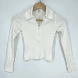 Abercrombie & Fitch Quarter Zip Ribbed Pullover Top